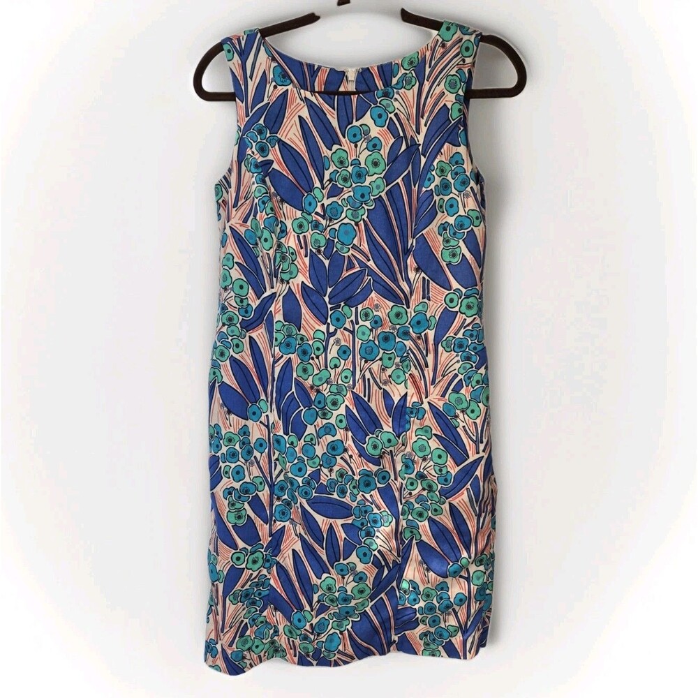 Brooks Brothers Womens Size 8 Floral Shift Dress Italian Cotton Lined Sleeveless